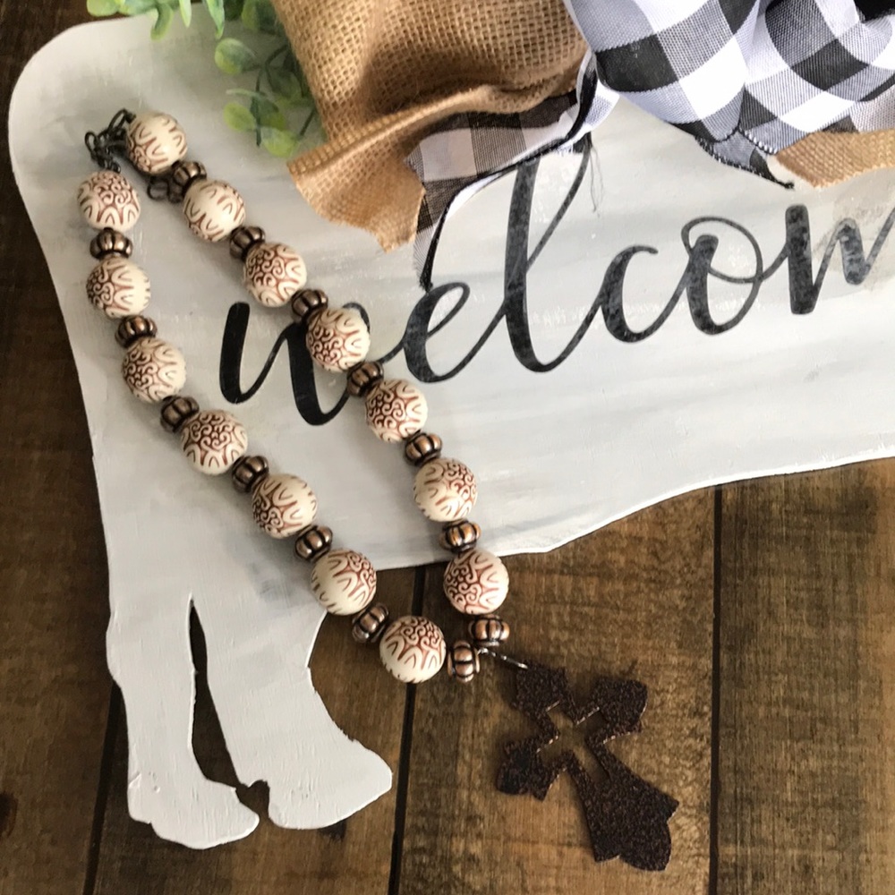 Beaded cross necklace